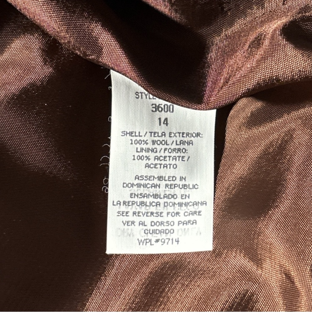Vintage Sag Harbor Women's 14 Brown 100% Pure Wool Jacket Blazer Lined - Picture 6 of 6